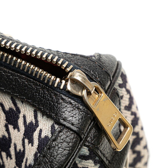 Gucci Black Leather Canvas Blue Shoulder Navy Bag Sherry - Picture 6 of 9